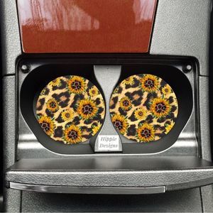 Animal Print Sunflower Car Coaster Set | Car Accessories